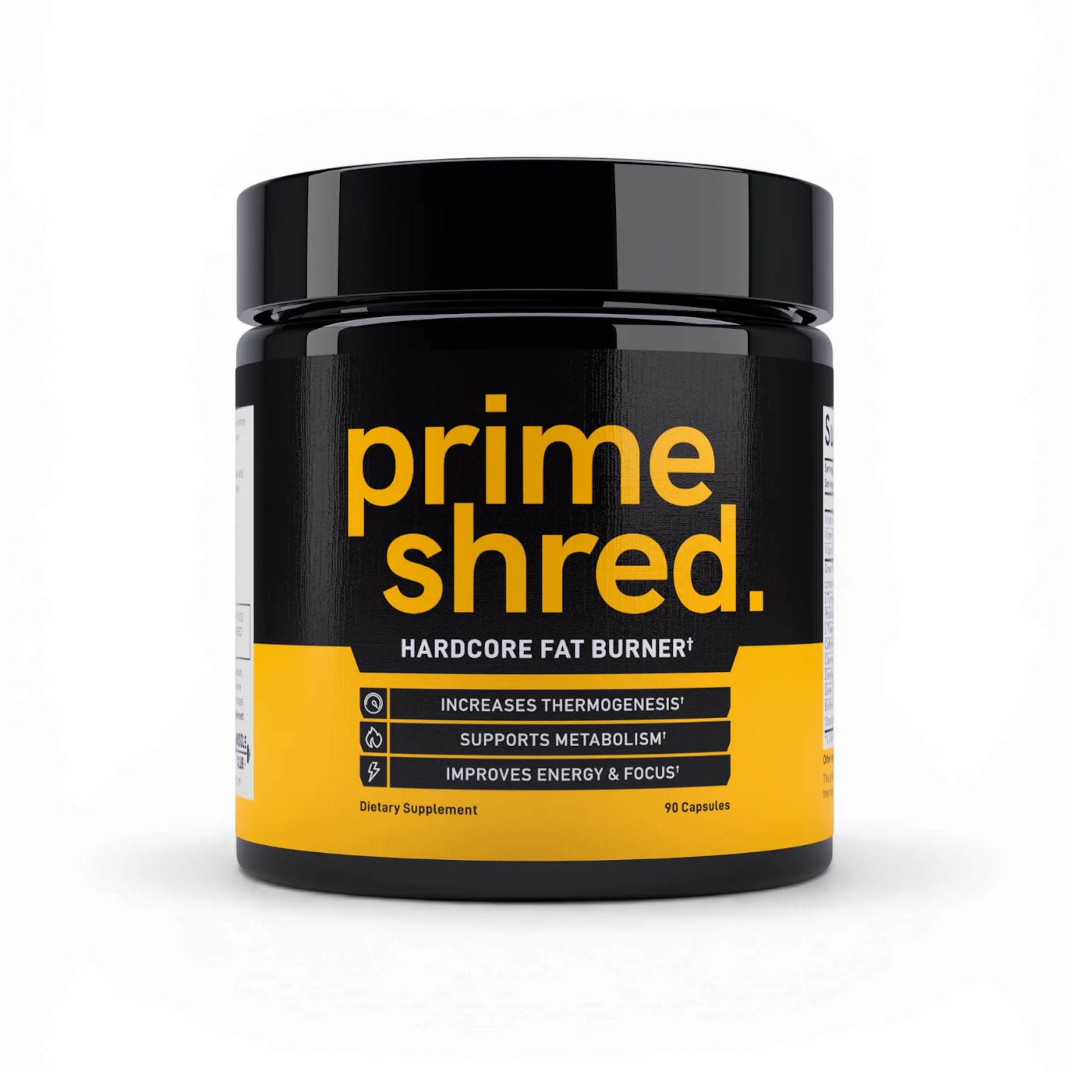 Prime Shred review — PrimeShred fat burner supplement tub with 90 capsules